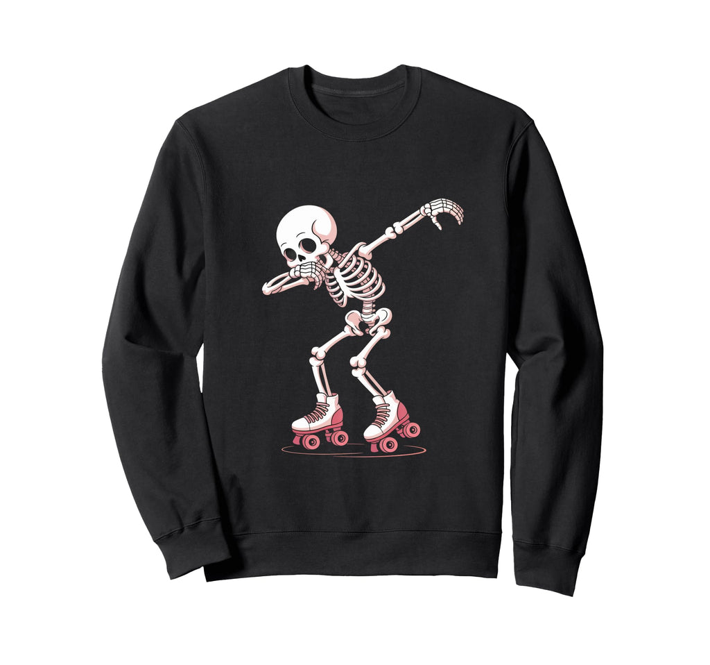 Dabbing Skeleton Roller Skate Sweatshirt - Minimalist Print for Adults - T-Shirt, Sweatshirt, Hoodie