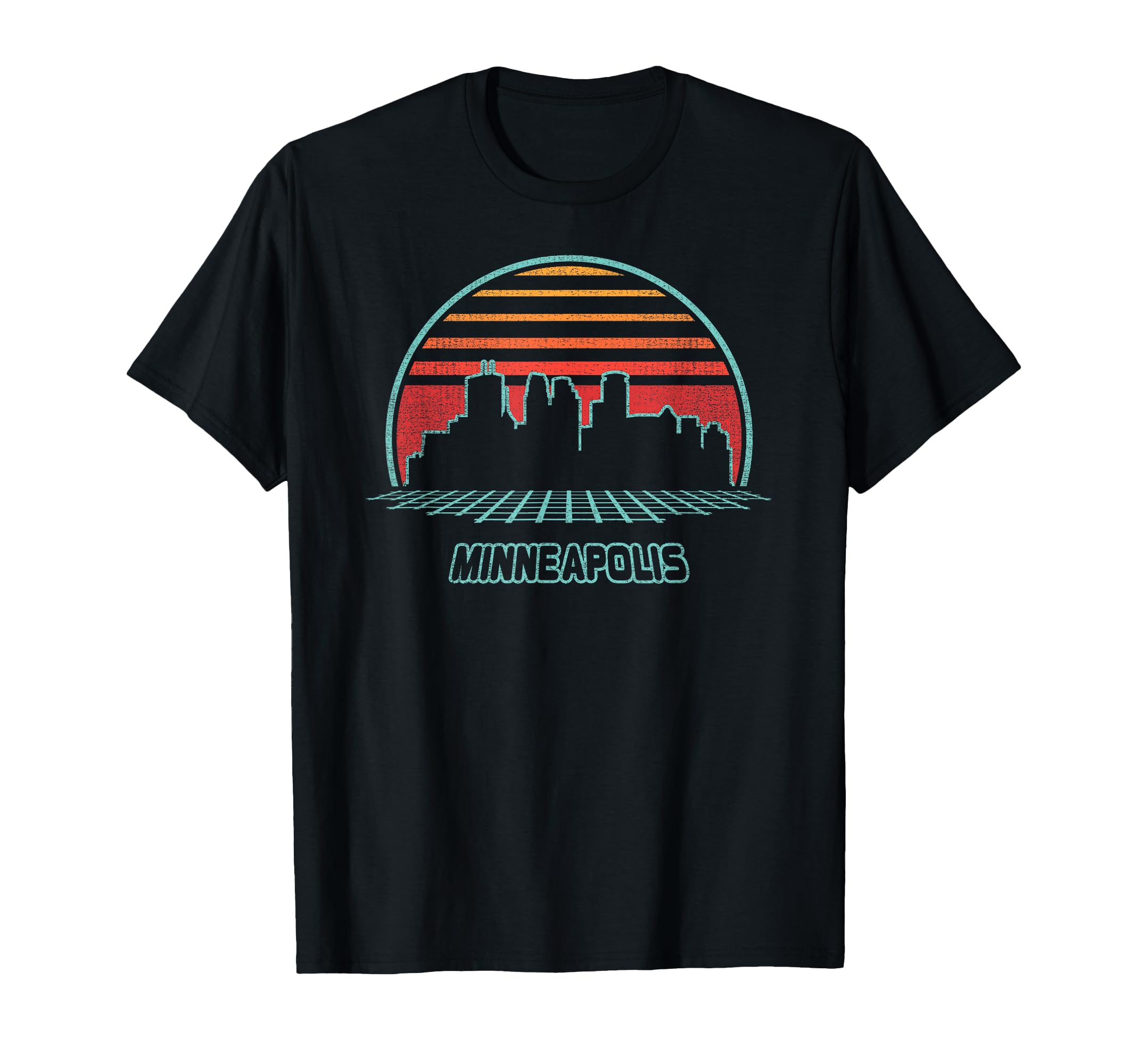 Minneapolis City Skyline 80S Souvenir Gift T-Shirt - Unique Graphic Unisex - T-Shirt, Sweatshirt, Hoodie