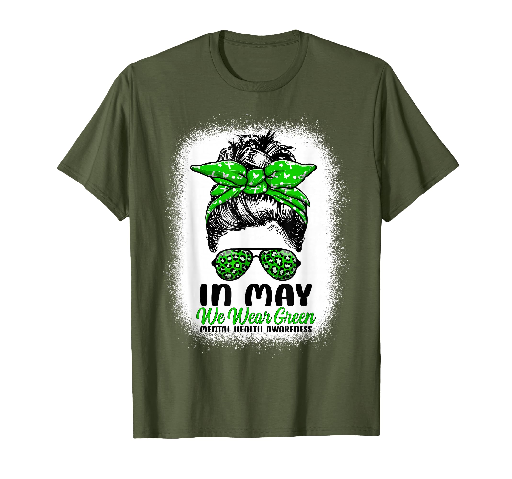 May We Wear Green Messy Bun Mental T-Shirt - Minimalist Print Unisex - T-Shirt, Sweatshirt, Hoodie