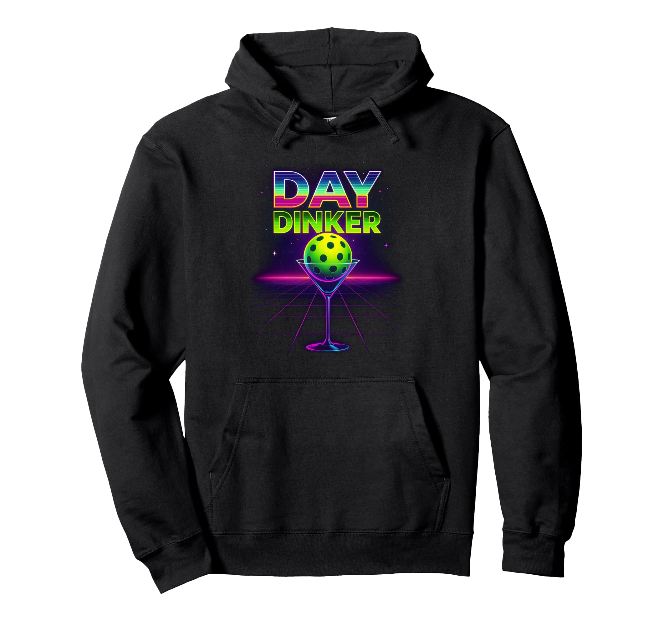 Day Dinker Pickleball Synthwave Hoodie - Trendy Graphic for Adults - T-Shirt, Sweatshirt, Hoodie