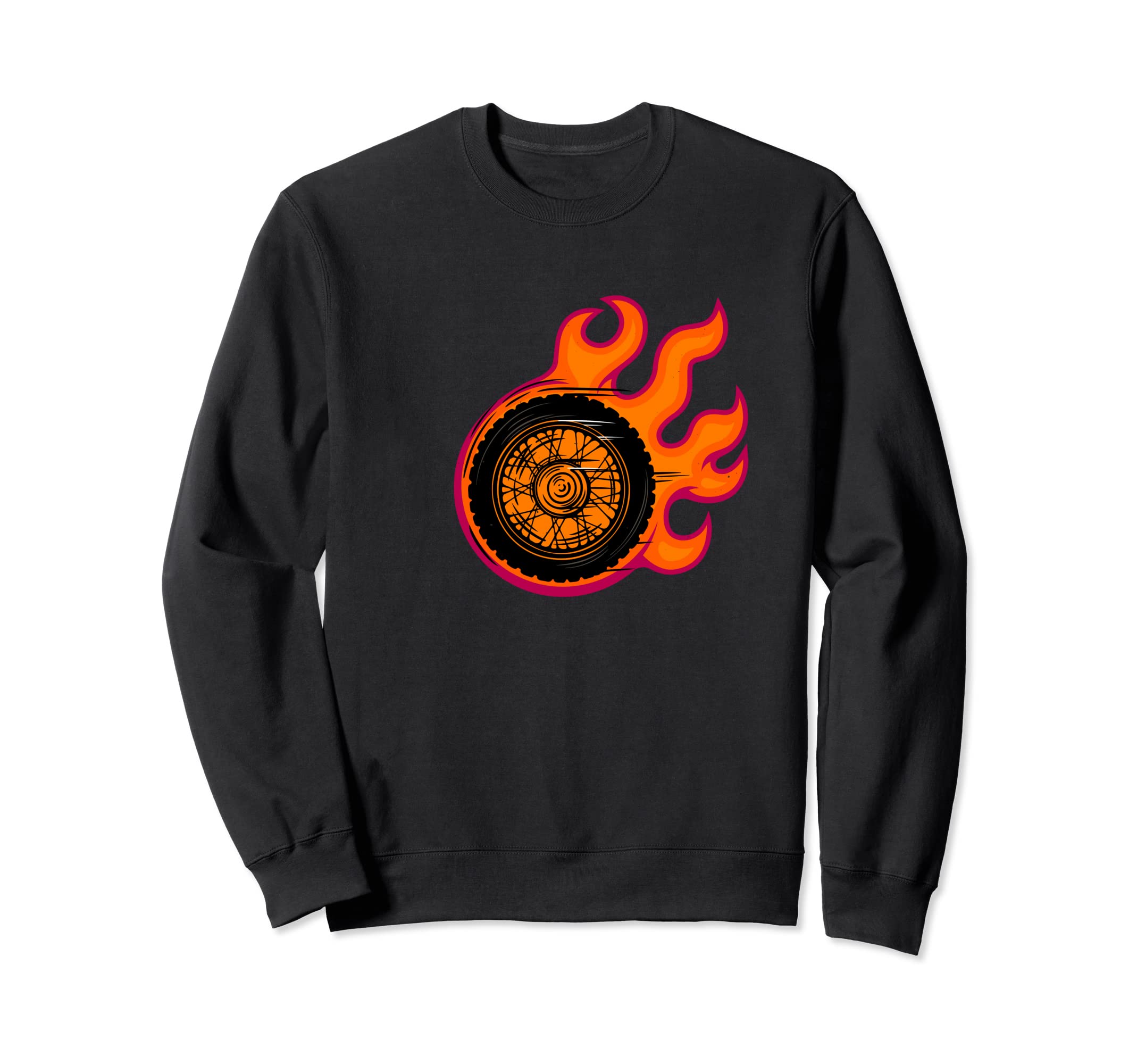 Racing Flame Motorcycle Tire Biker Sweatshirt - Novelty Apparel for Adults - T-Shirt, Sweatshirt, Hoodie