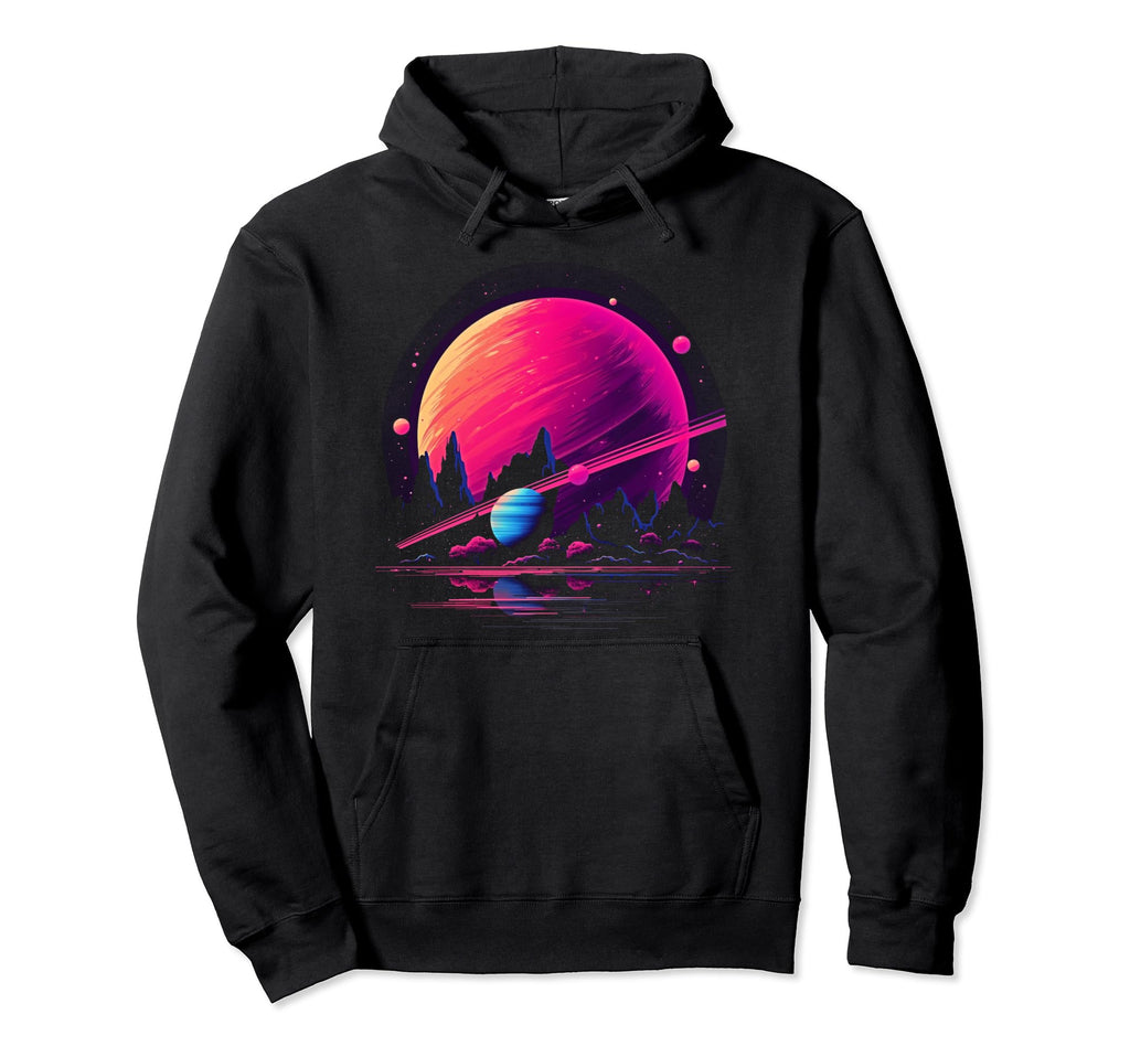 Vaporwave Solar System 80S Synthwave Space Hoodie - Unique Graphic Unisex - T-Shirt, Sweatshirt, Hoodie