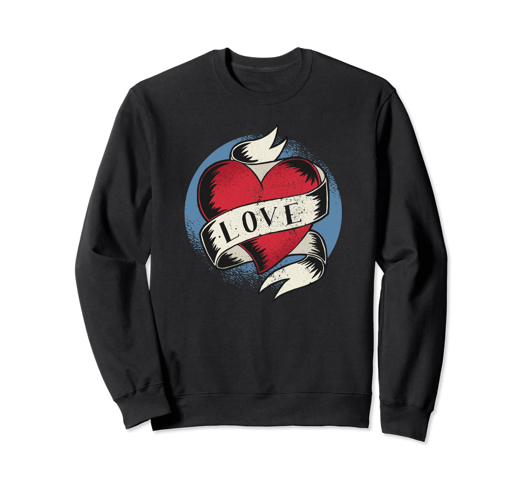 Heart Love Tattoo Distressed Sweatshirt - Casual Everyday Wear Unisex - T-Shirt, Sweatshirt, Hoodie