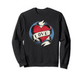 Heart Love Tattoo Distressed Sweatshirt - Casual Everyday Wear Unisex - T-Shirt, Sweatshirt, Hoodie