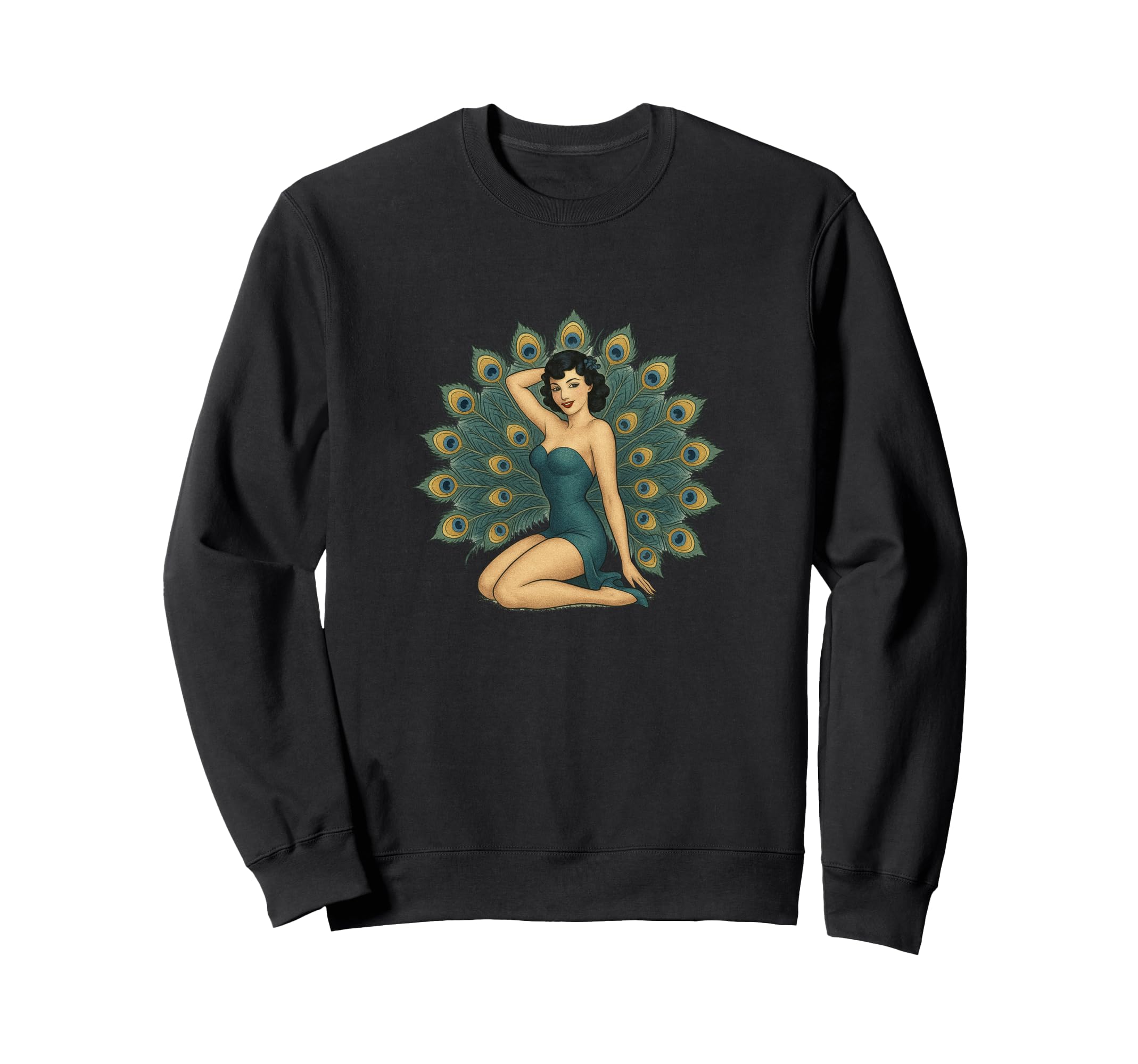 Pinup Peacock Sexy Cheesecake Sweatshirt - Graphic Print Unisex - T-Shirt, Sweatshirt, Hoodie