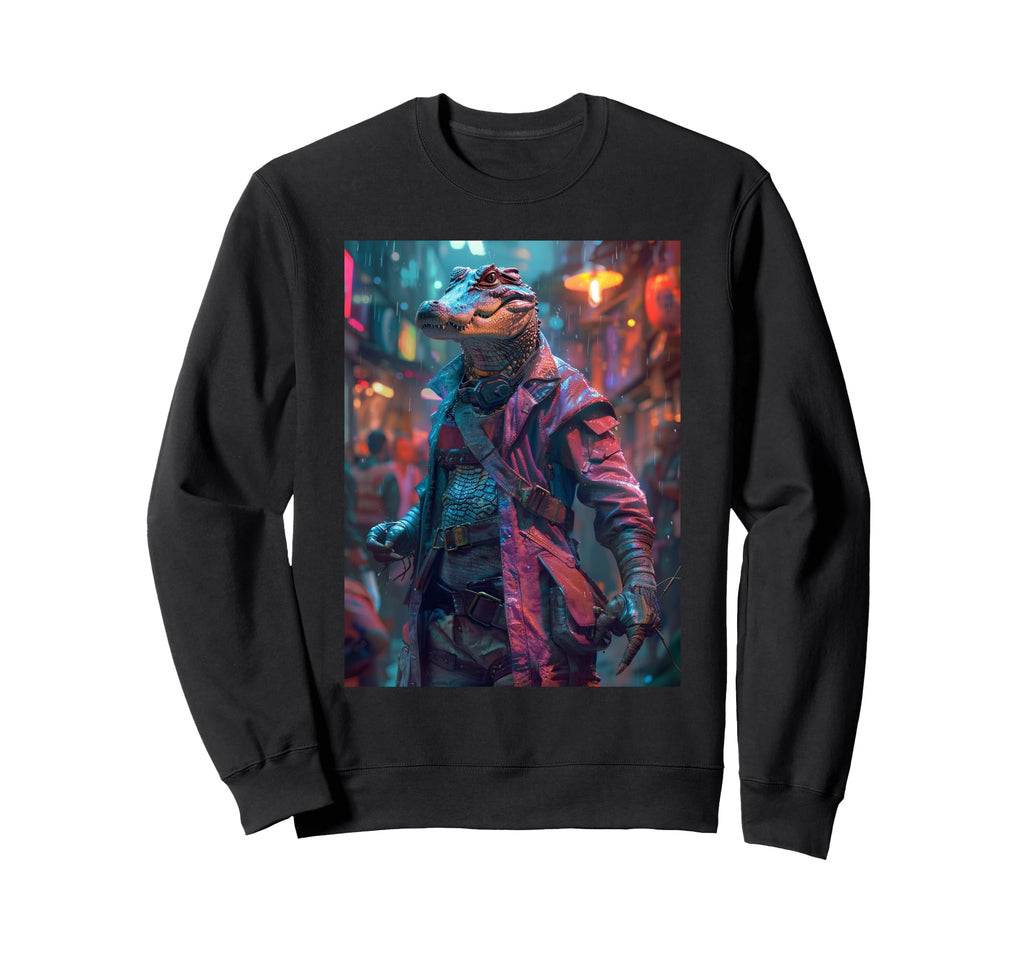 Synthwave Retrowave Crocodile 70S Sweatshirt - Unique Graphic Men Women - T-Shirt, Sweatshirt, Hoodie