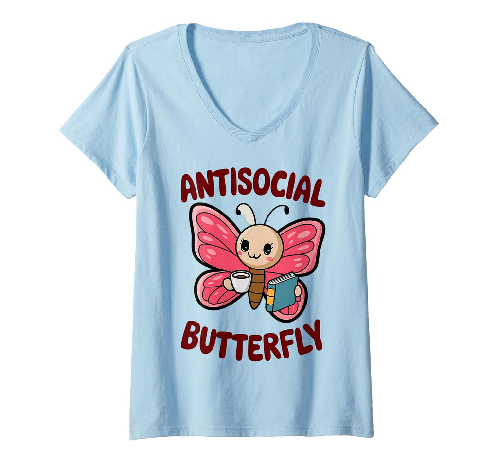 Womens Groovy Anti Social Butterfly T-Shirt - Trendy Graphic Men Women - T-Shirt, Sweatshirt, Hoodie