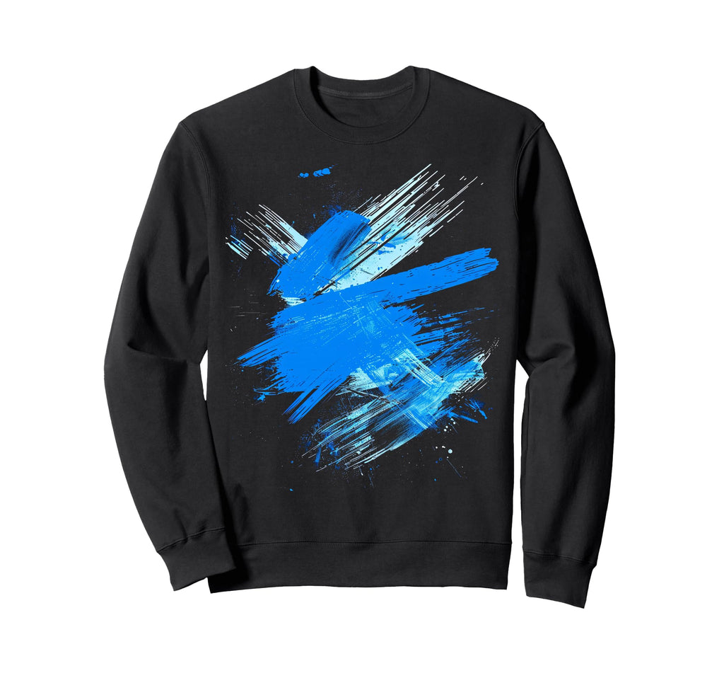 Blue And Black Brushstrokes Sweatshirt - Fun Novelty Design Unisex - T-Shirt, Sweatshirt, Hoodie