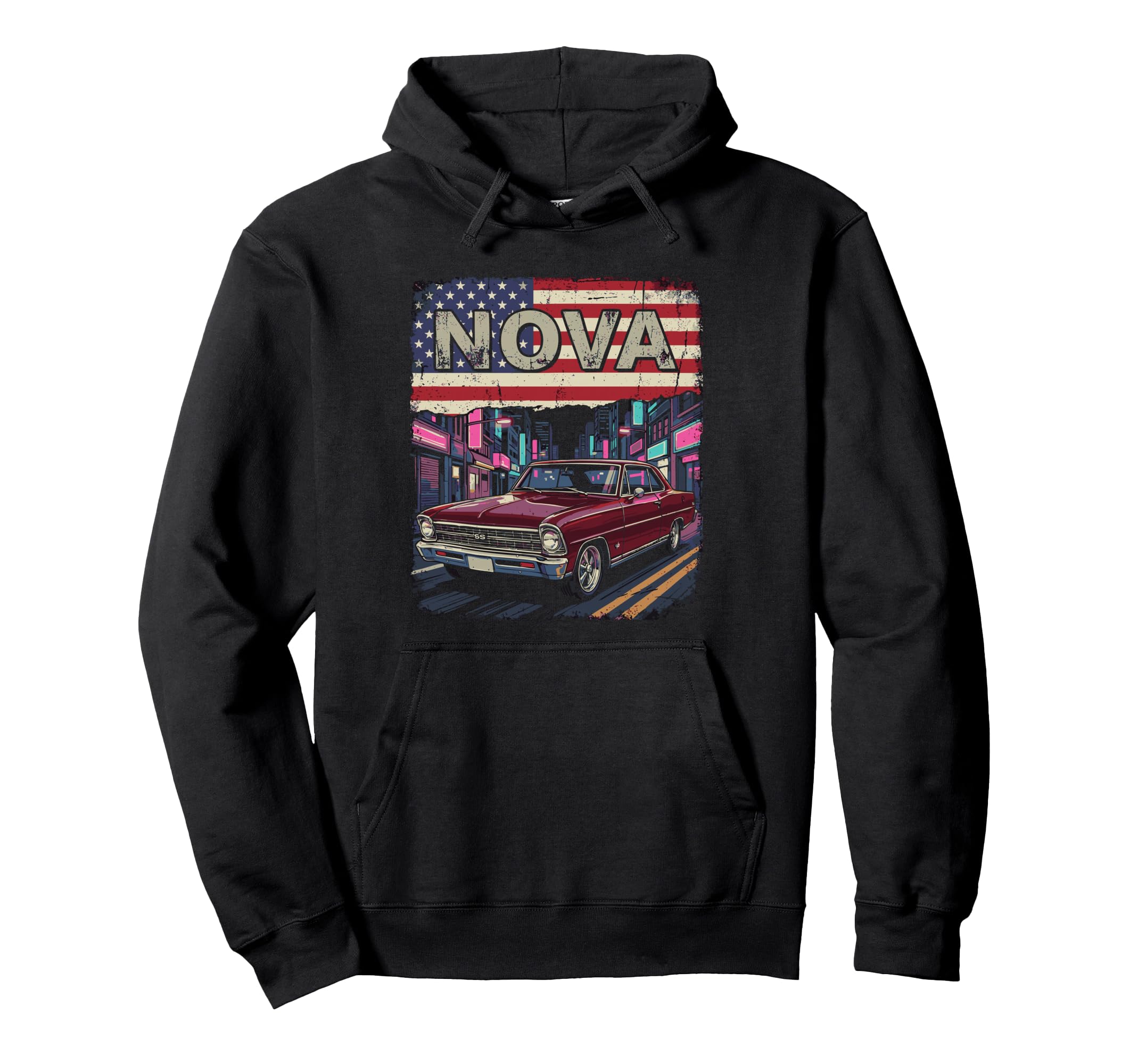 1966 1967 Nova Ss Patriotic Muscle Car Hoodie - Novelty Apparel Men Women - T-Shirt, Sweatshirt, Hoodie