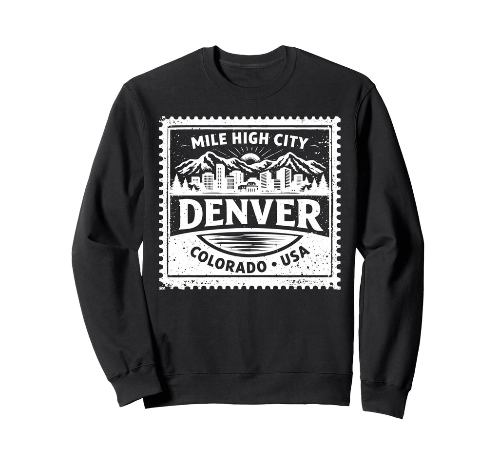Denver Colorado Usa Travel Stamp Sweatshirt - Trendy Graphic for Adults - T-Shirt, Sweatshirt, Hoodie