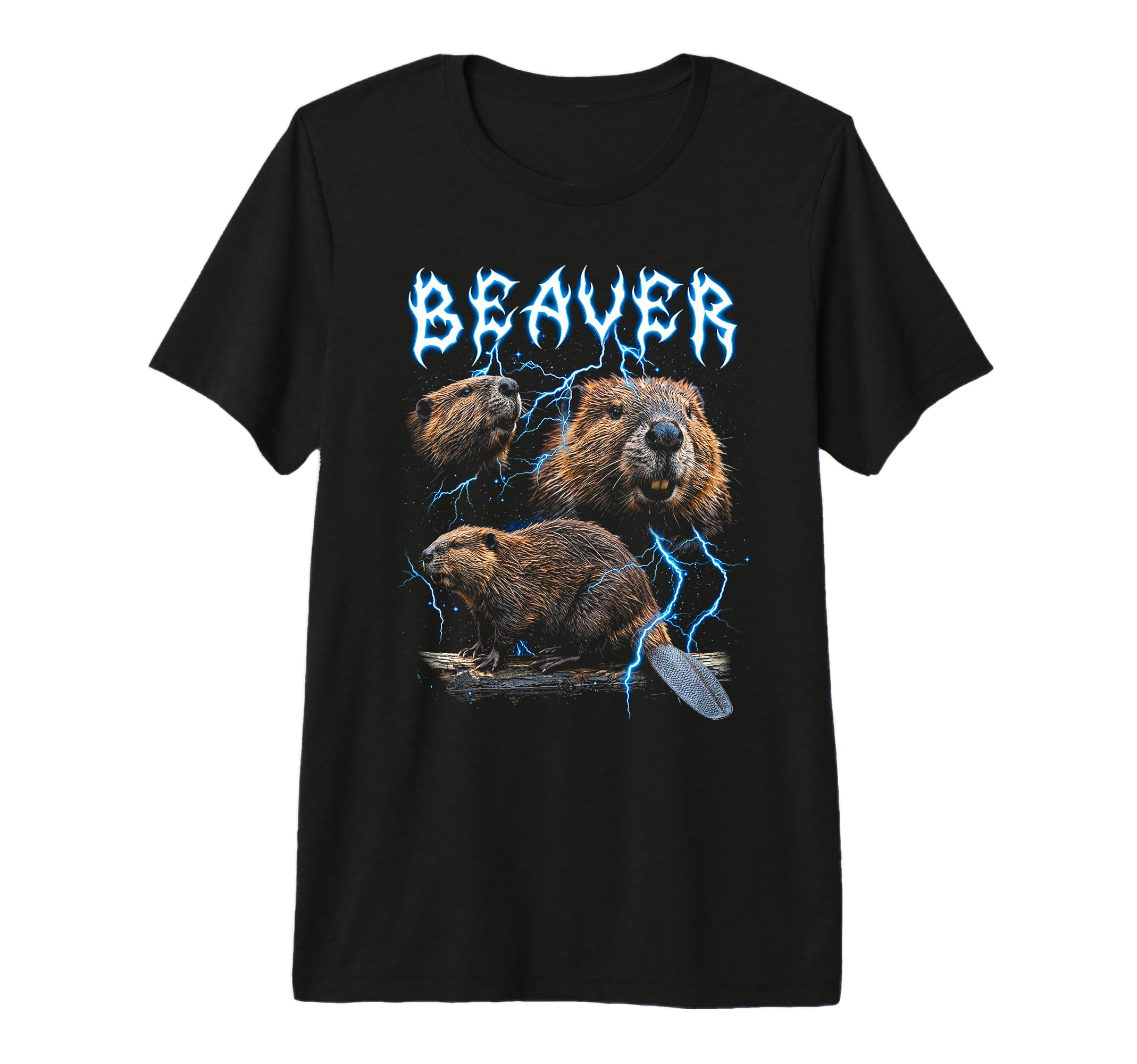 Beaver 90S Heavy Metal Beaver Animal T-Shirt - Novelty Apparel Unisex - T-Shirt, Sweatshirt, Hoodie