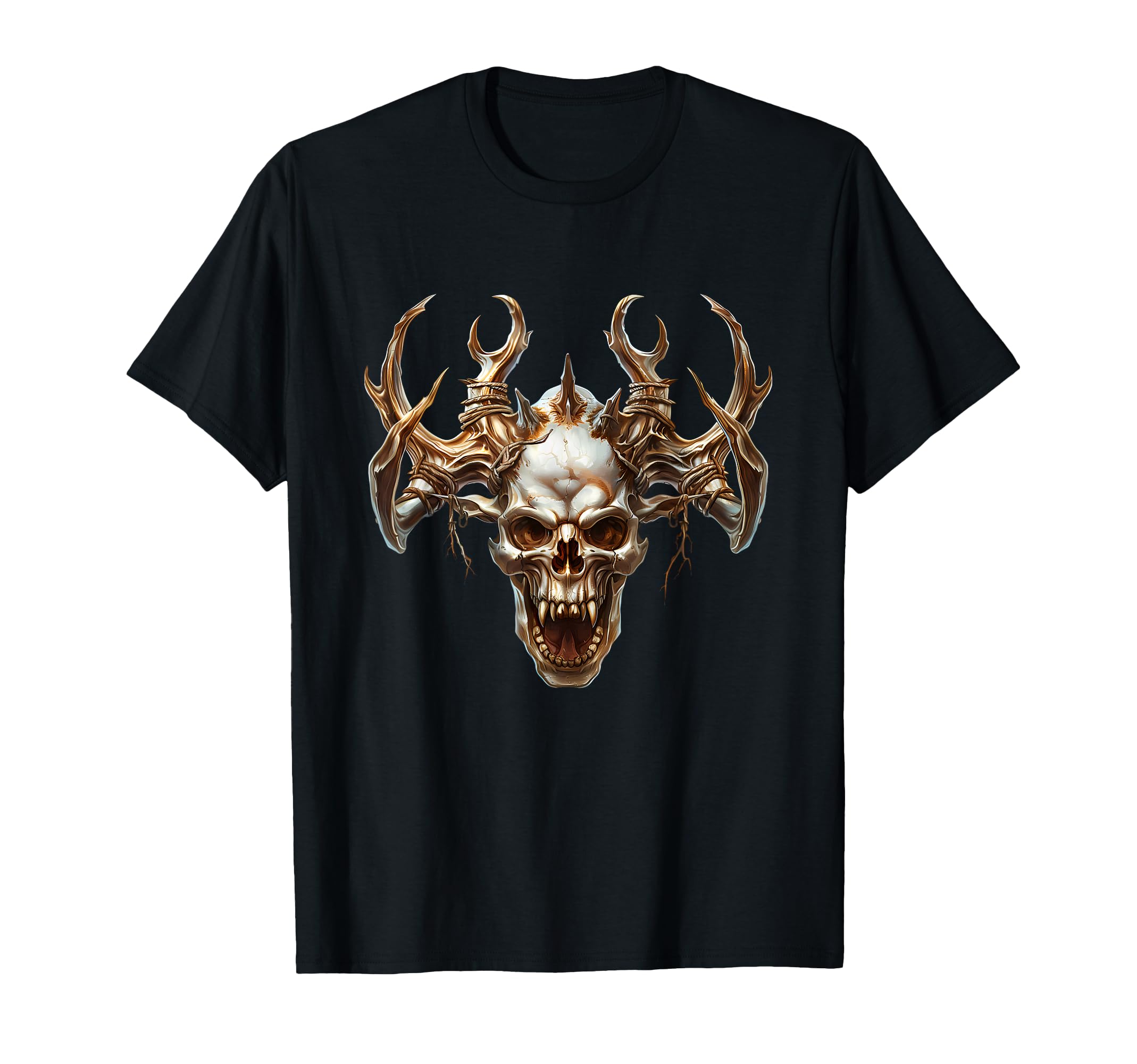 Skull Deer Antlers And Motorcycle T-Shirt - Fun Novelty Design for Adults - T-Shirt, Sweatshirt, Hoodie