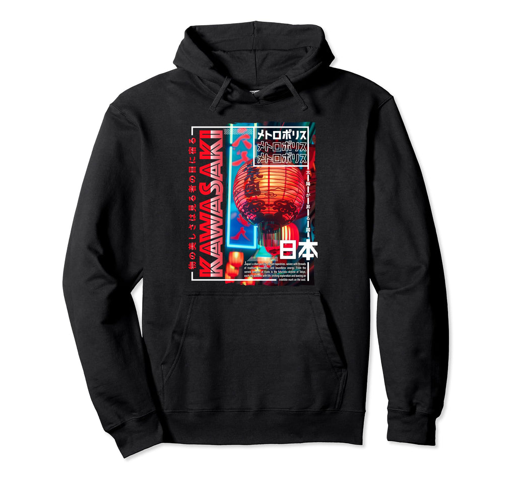 Kawasaki City 80S Synthwave Lampion Hoodie - Fun Novelty Design Men Women - T-Shirt, Sweatshirt, Hoodie