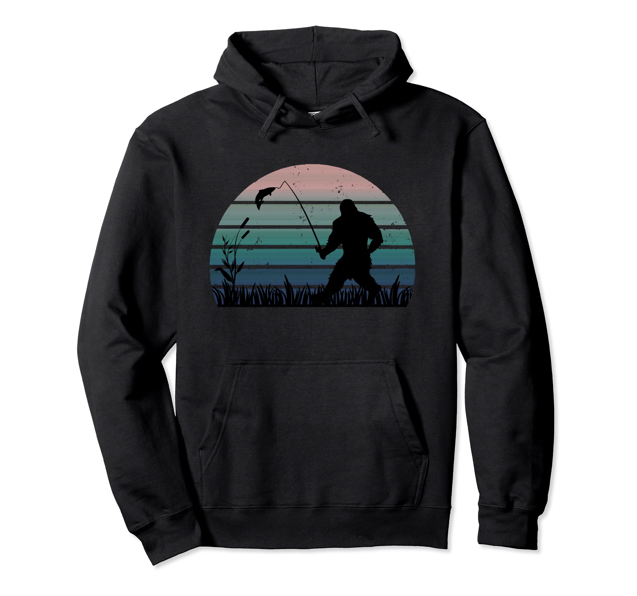 Sasquatch Fishing Funny Bigfoot Fishermen Hoodie - Graphic Print Unisex - T-Shirt, Sweatshirt, Hoodie