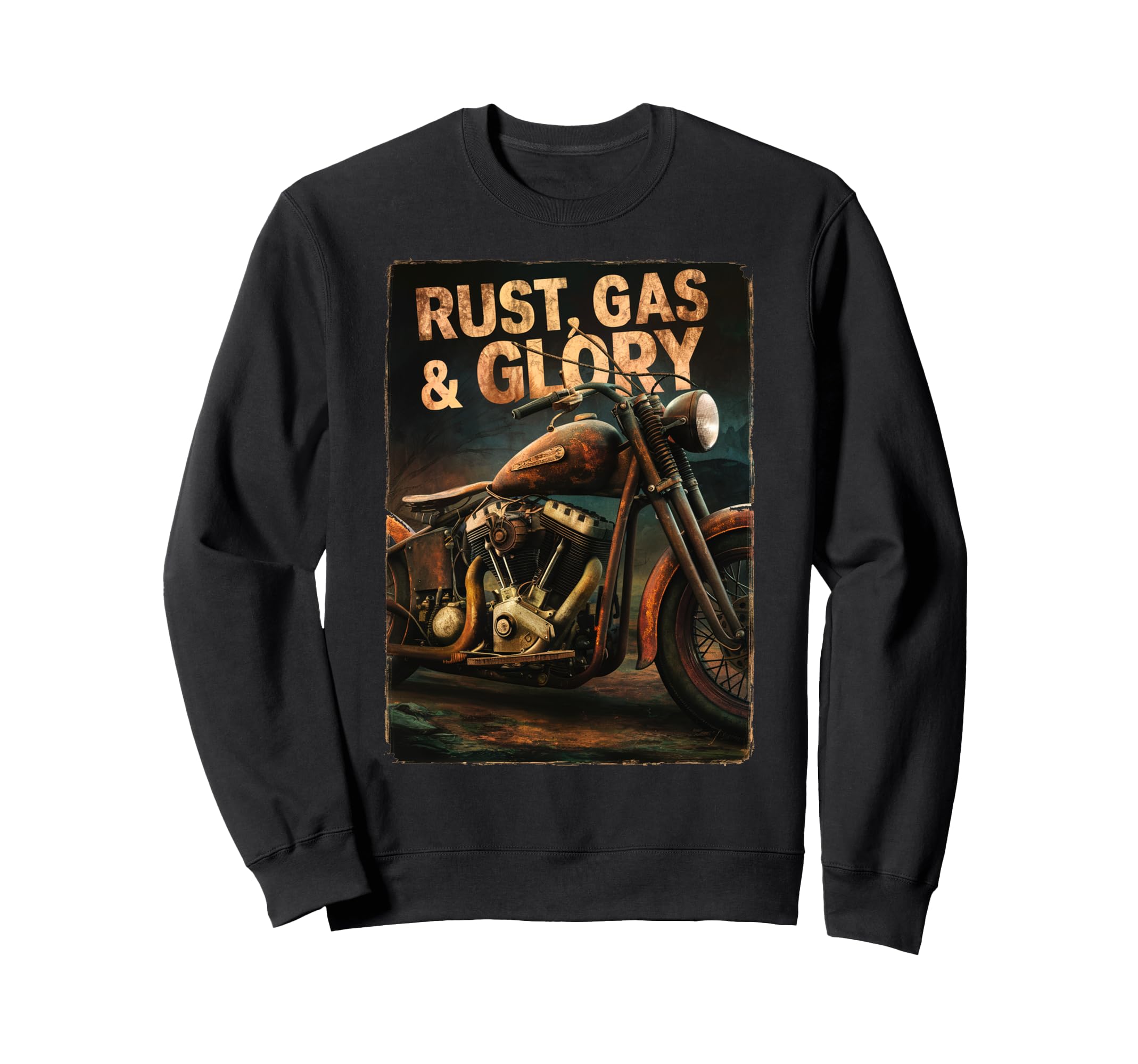 Rust Gas And Glory Motorcycle Biker Sweatshirt - Graphic Print for Adults - T-Shirt, Sweatshirt, Hoodie