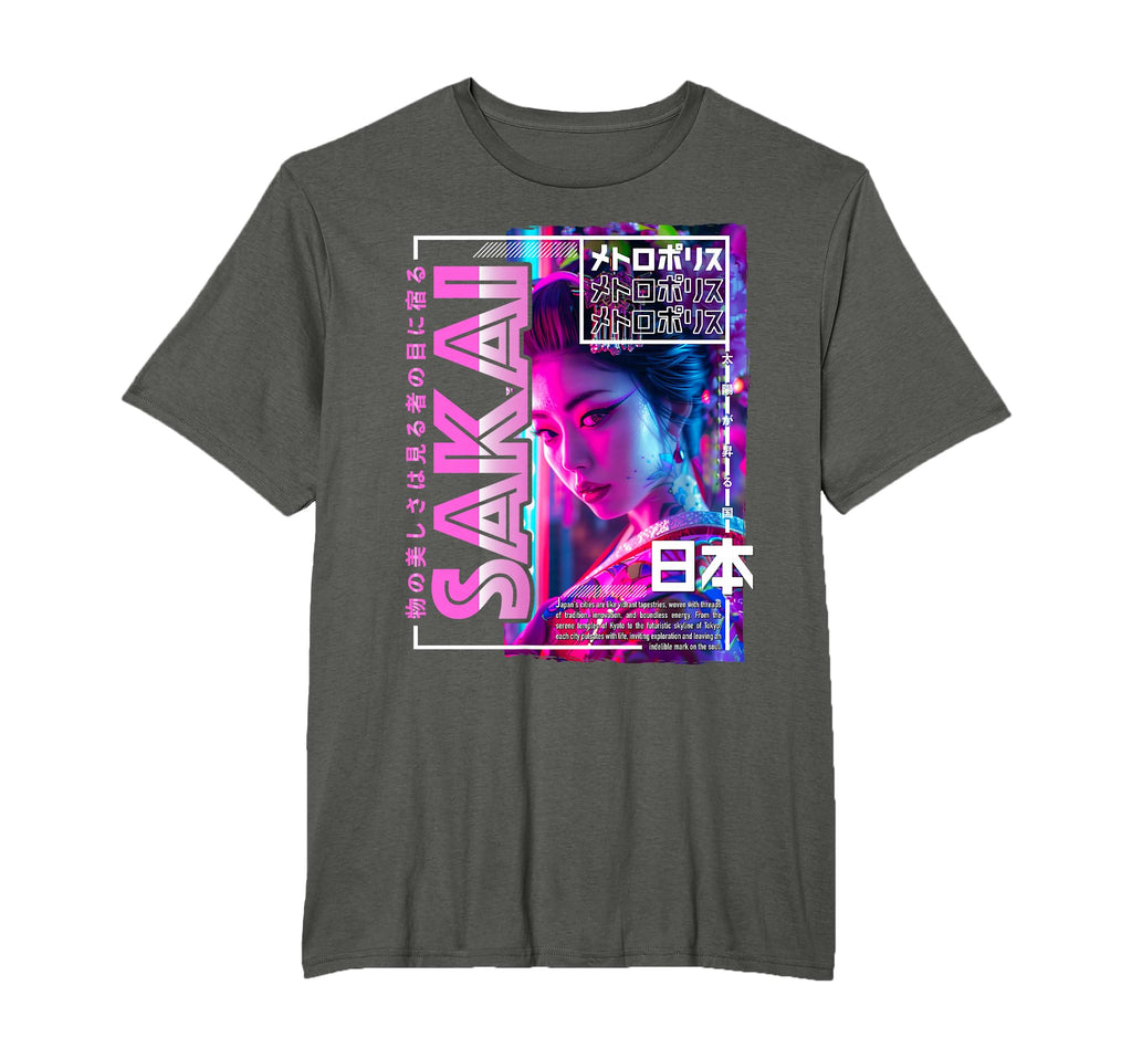 Sakai City 80S Synthwave Geisha T-Shirt - Streetwear Style for Adults - T-Shirt, Sweatshirt, Hoodie