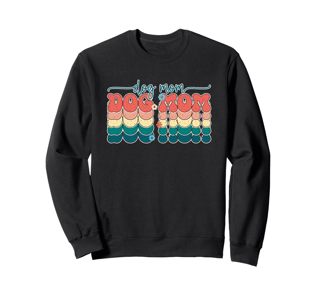 Dog Mom Floral Groovy Typography Sweatshirt - Novelty Apparel Unisex - T-Shirt, Sweatshirt, Hoodie