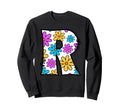 Letter R Floral Daisy Alphabet Sweatshirt - Casual Everyday Wear for Adults - T-Shirt, Sweatshirt, Hoodie