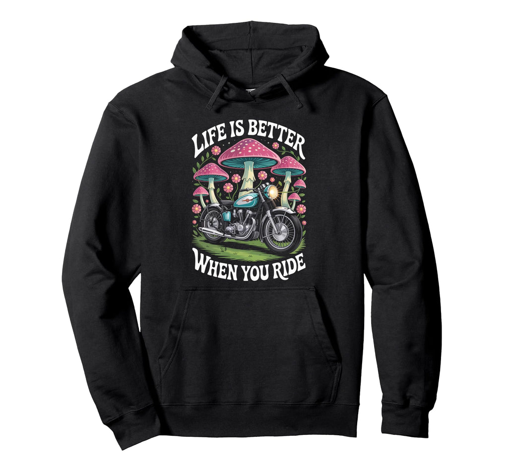 Psychedelic Biker Riding Motorcycle Hoodie - Unique Graphic for Adults - T-Shirt, Sweatshirt, Hoodie