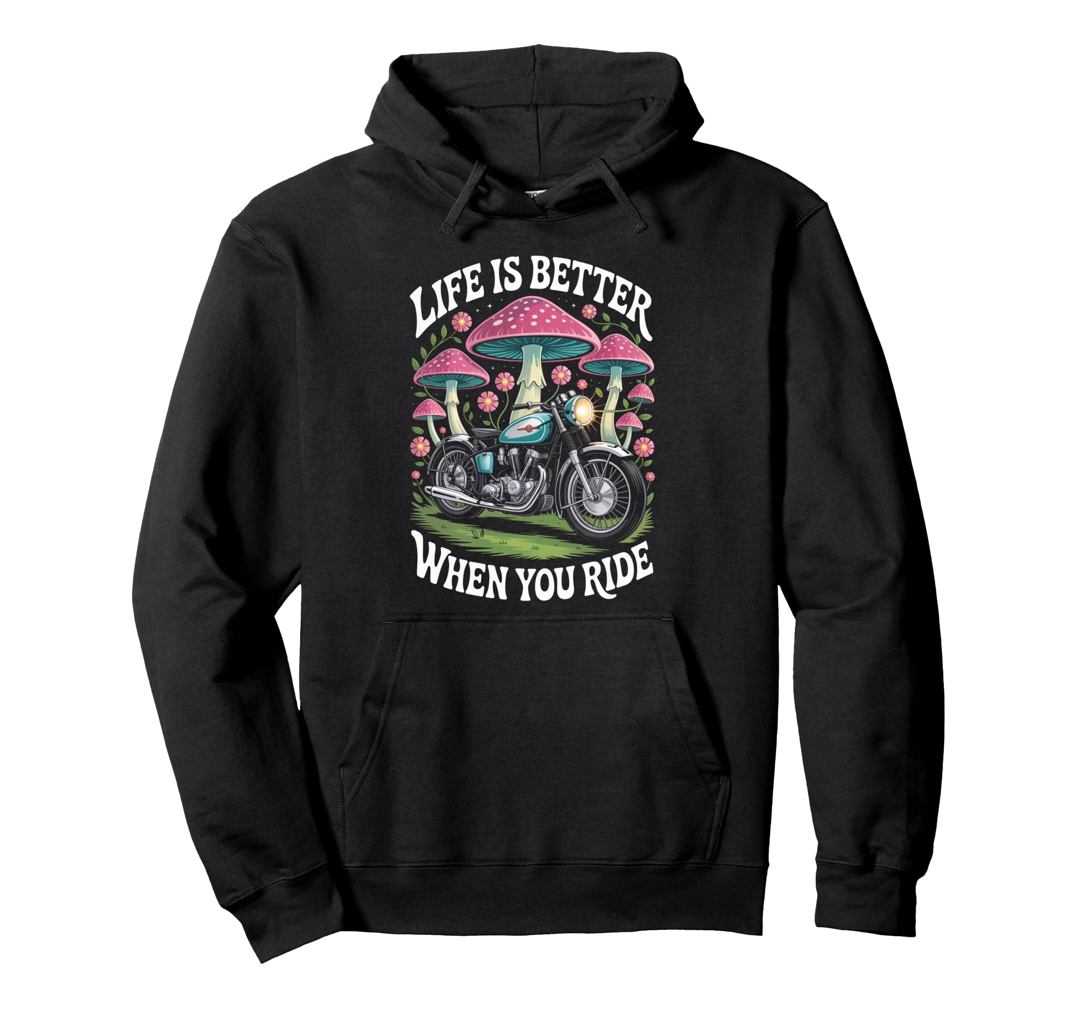Psychedelic Biker Riding Motorcycle Hoodie - Unique Graphic for Adults - T-Shirt, Sweatshirt, Hoodie