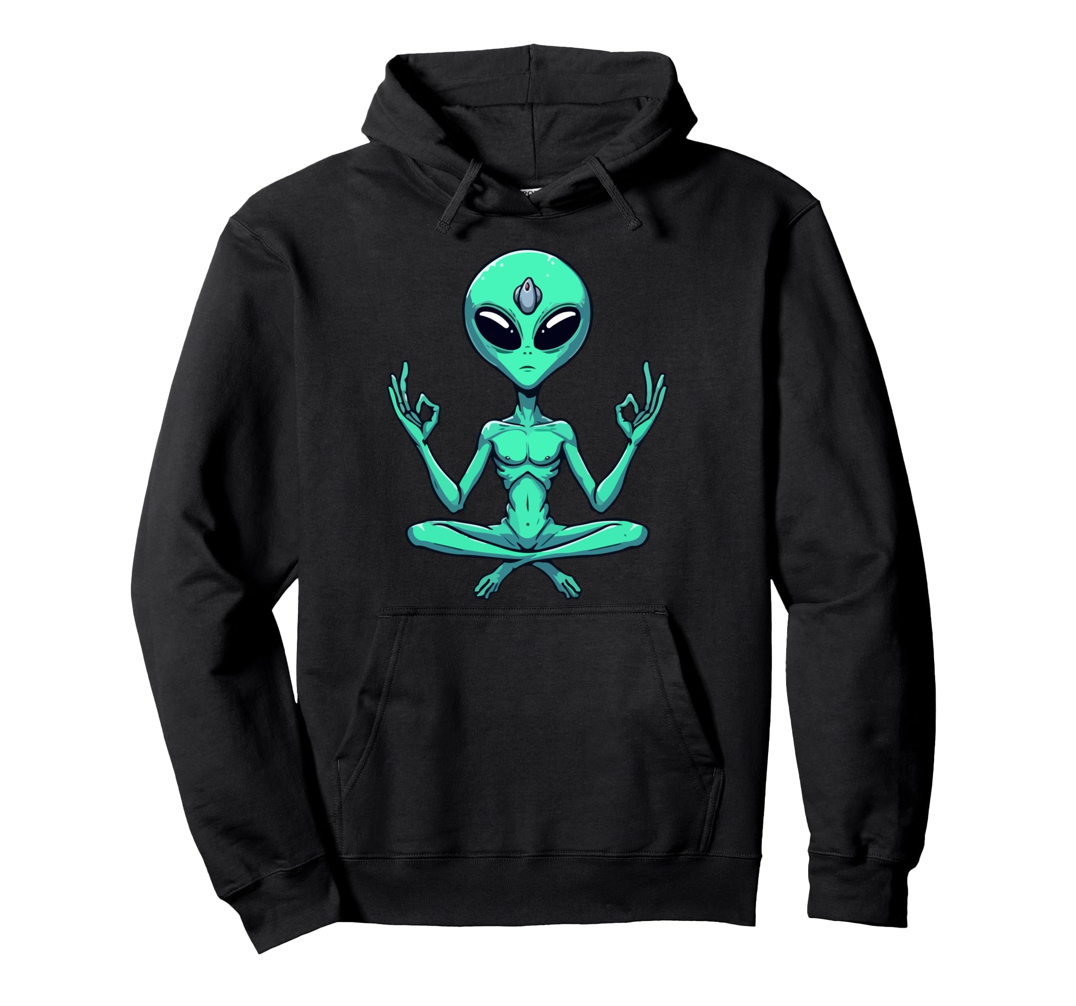 Meditation Alien Yoga Pose Relaxing Hoodie - Aesthetic Graphic Unisex - T-Shirt, Sweatshirt, Hoodie