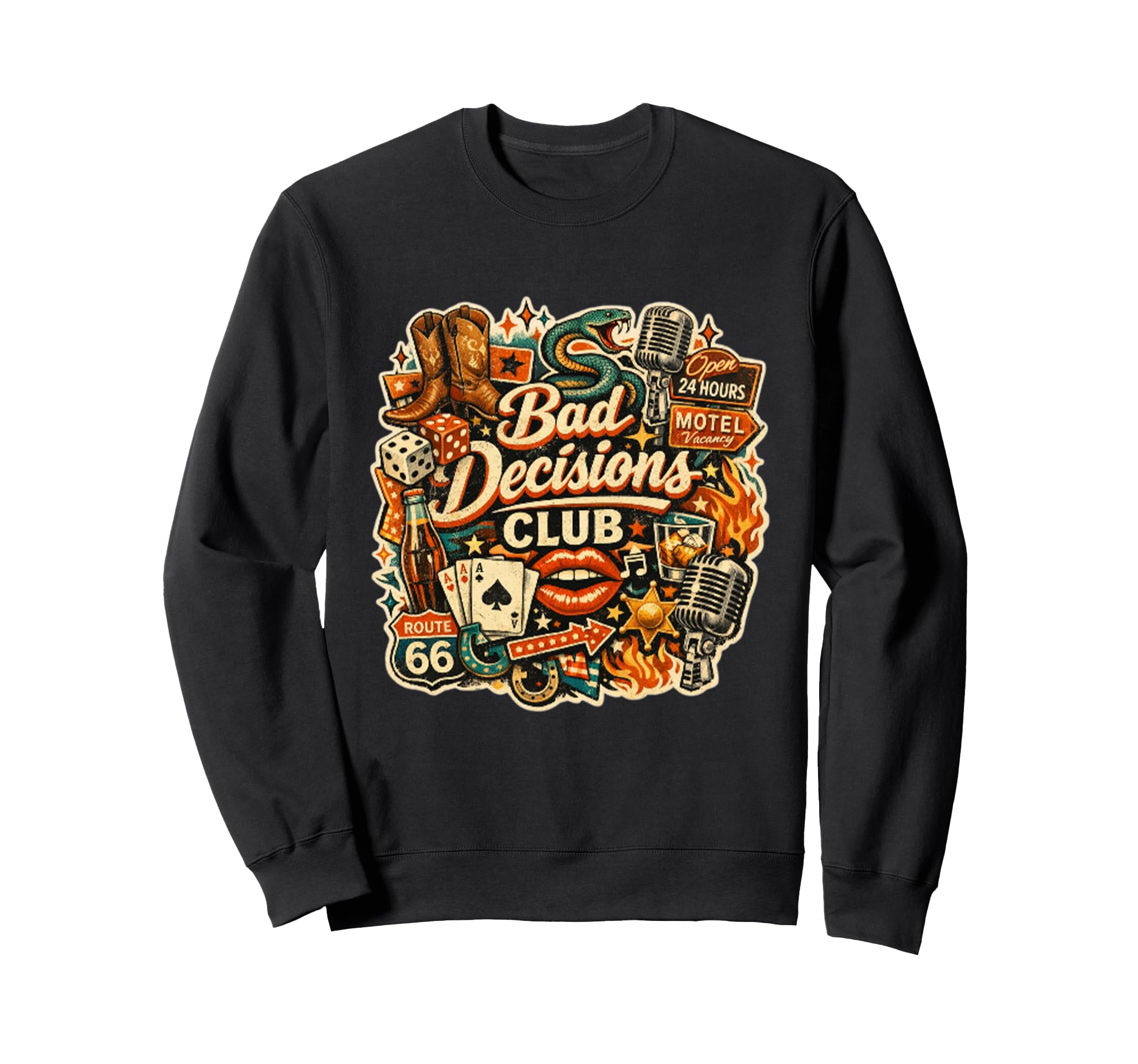 Bad Decisions Club Outlaw Party Sweatshirt - Minimalist Print Men Women - T-Shirt, Sweatshirt, Hoodie