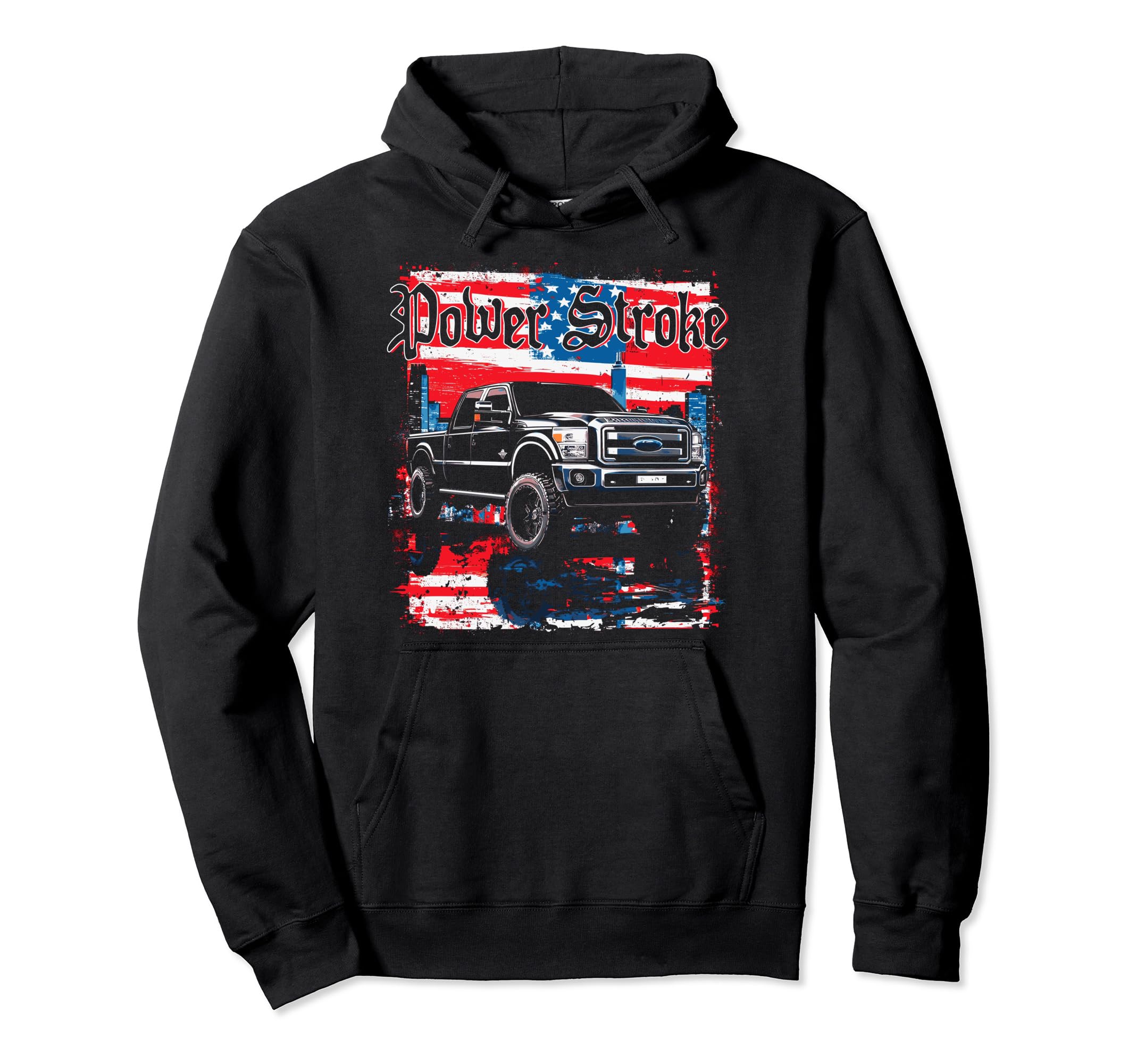 Powerstroke Patriotic Truck American Hoodie - Aesthetic Graphic for Adults - T-Shirt, Sweatshirt, Hoodie