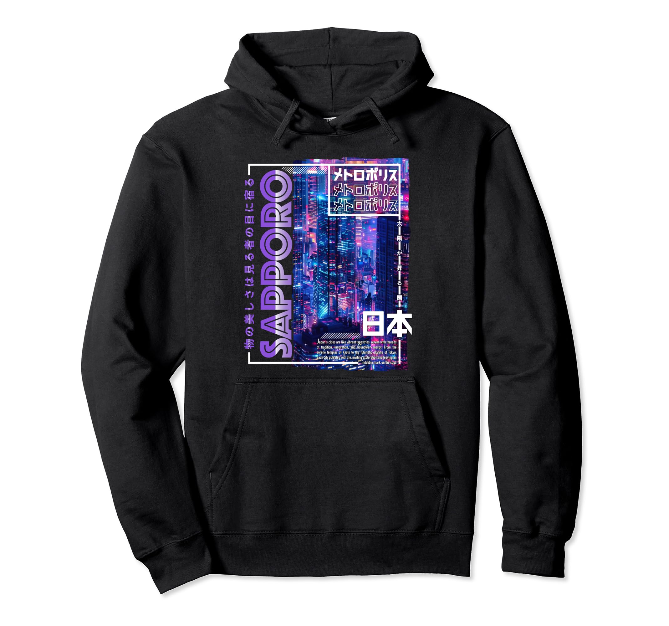 Sapporo City 80S Synthwave Skyline Japan Hoodie - Streetwear Style Unisex - T-Shirt, Sweatshirt, Hoodie