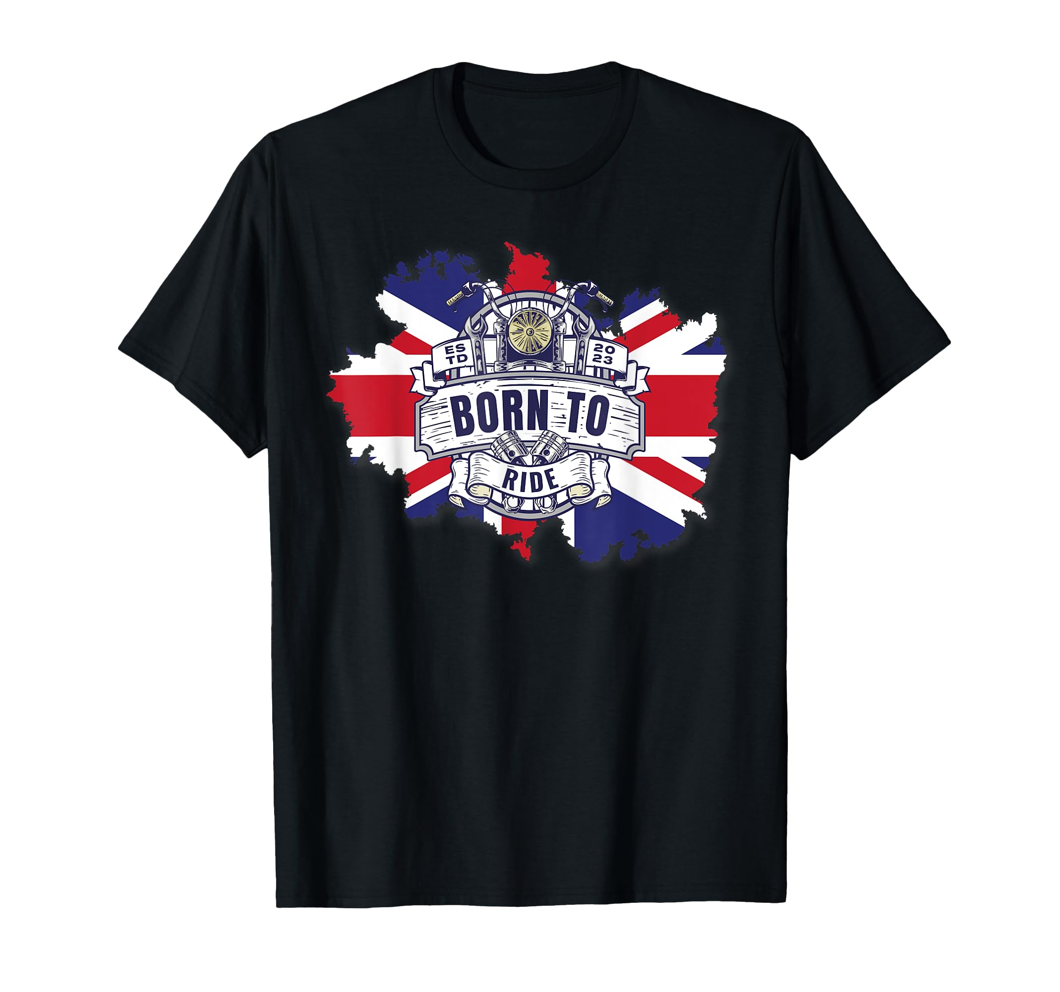 Uk Union Flag Motorcycle Biker T-Shirt - Casual Everyday Wear for Adults - T-Shirt, Sweatshirt, Hoodie