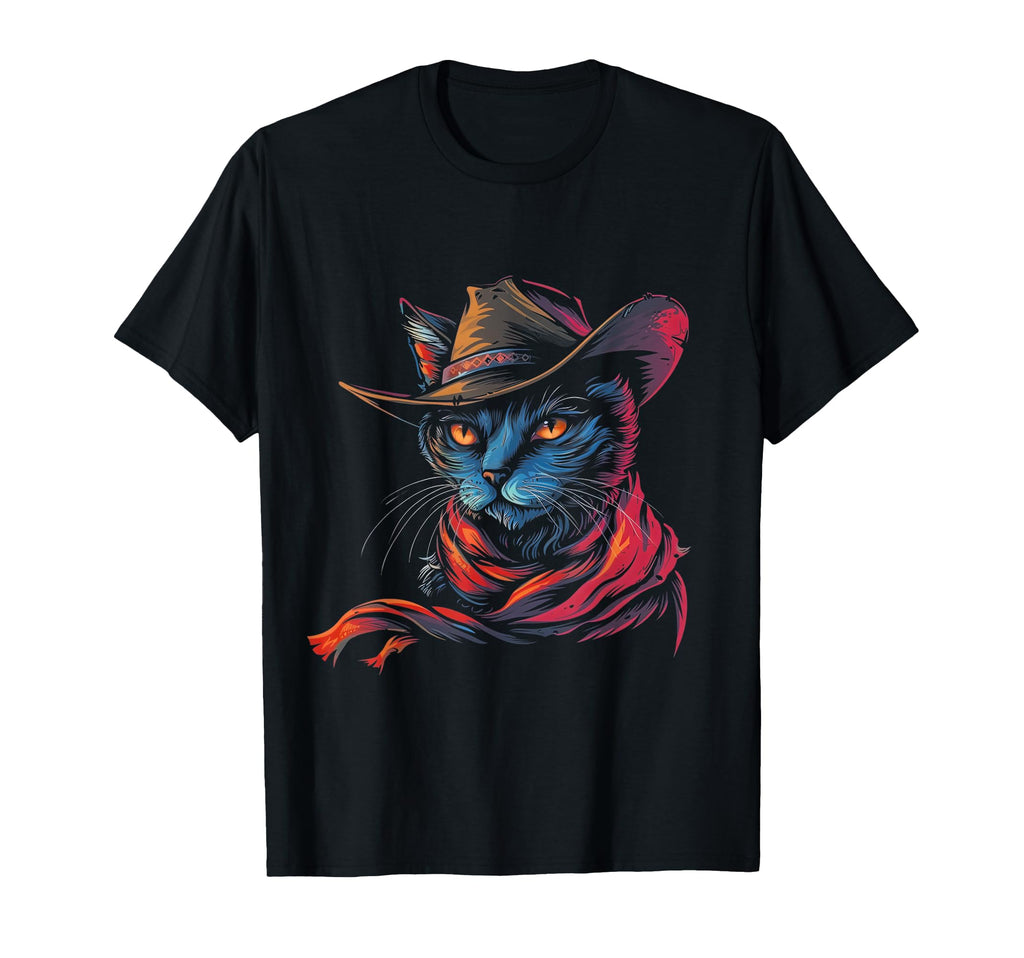 Cat Wearing Cowboy Hat Western Country T-Shirt - Graphic Print Men Women - T-Shirt, Sweatshirt, Hoodie