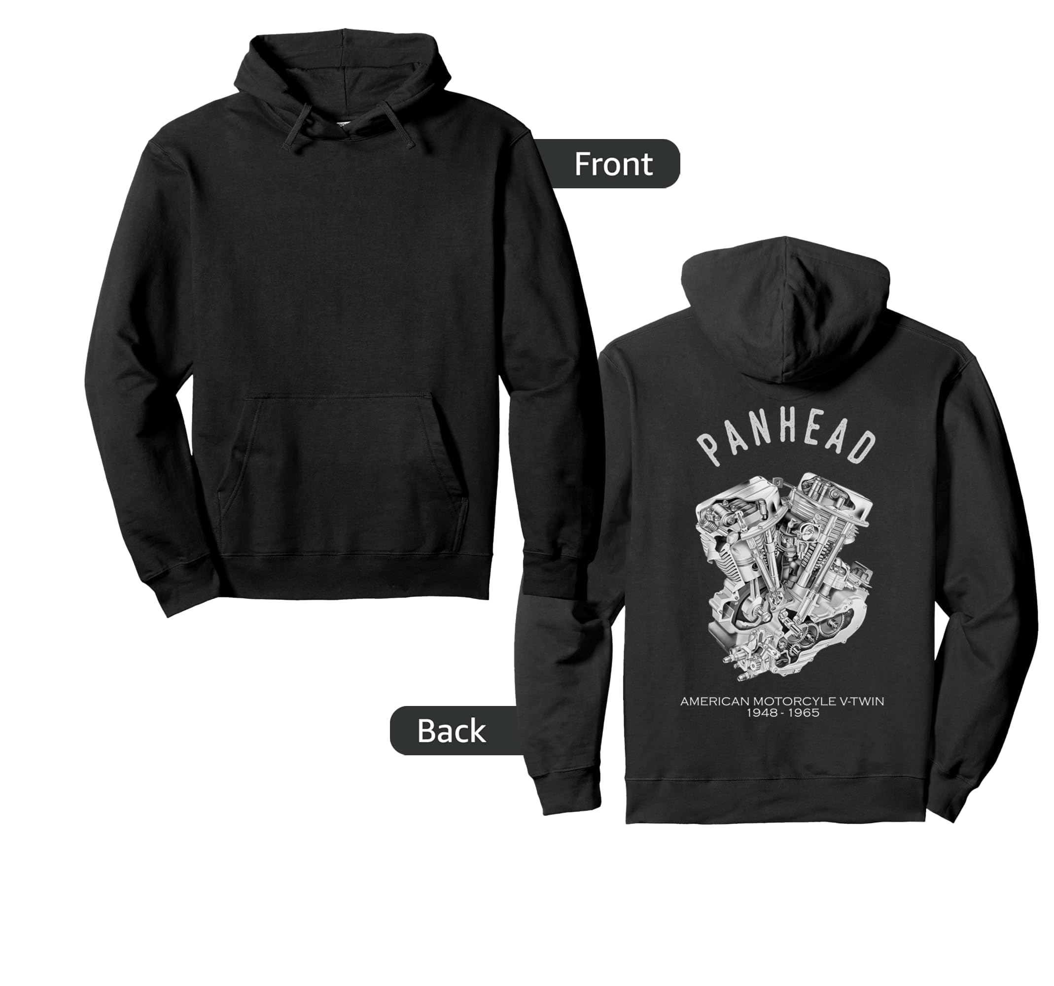 Panhead Motorcycle V Twin Engine Hoodie - Trendy Graphic for Adults - T-Shirt, Sweatshirt, Hoodie