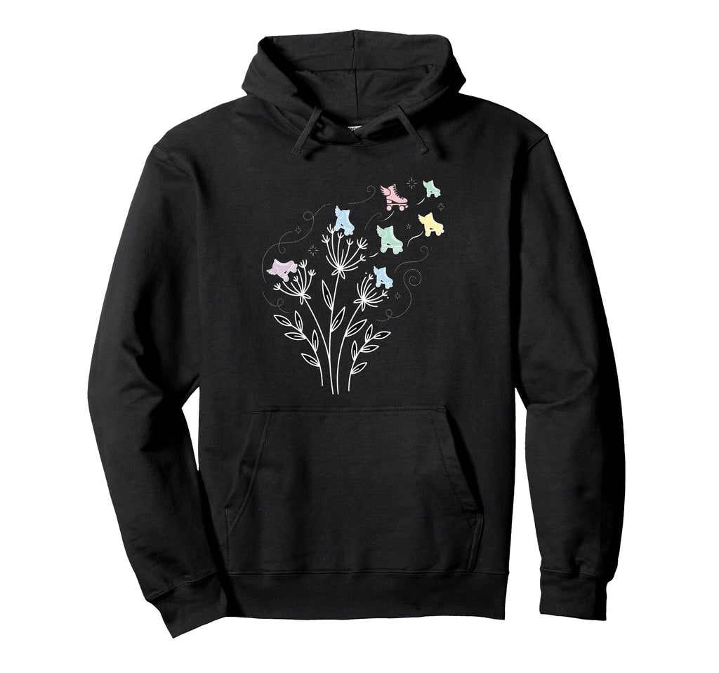 Whimsical Roller Skates Flowers Hoodie - Casual Everyday Wear for Adults - T-Shirt, Sweatshirt, Hoodie