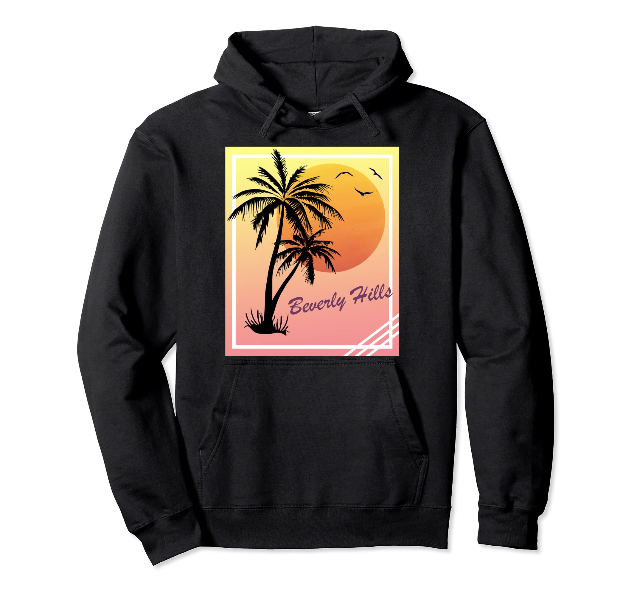 Beverly Hills Sunset Hoodie - Aesthetic Graphic for Adults - T-Shirt, Sweatshirt, Hoodie