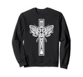 Sacred Cross Moth Goth Horror Sweatshirt - Minimalist Print Men Women - T-Shirt, Sweatshirt, Hoodie