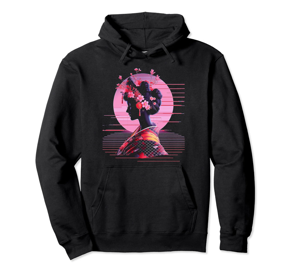 Vaporwave Geisha 80S Synthwave 33 Hoodie - Casual Everyday Wear Men Women - T-Shirt, Sweatshirt, Hoodie