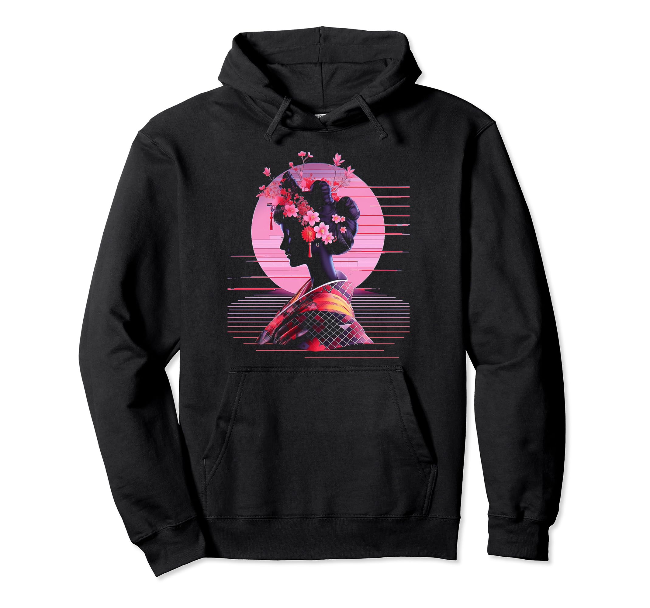 Vaporwave Geisha 80S Synthwave 33 Hoodie - Casual Everyday Wear Men Women - T-Shirt, Sweatshirt, Hoodie