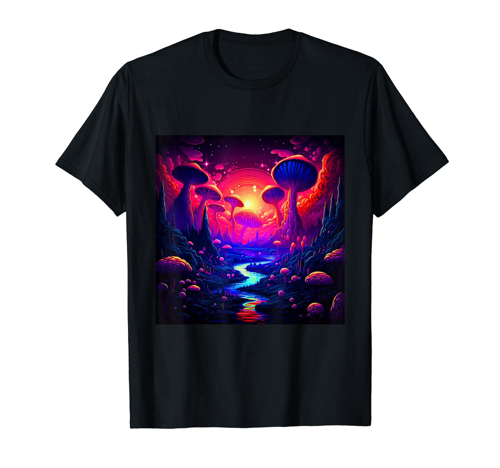 80S Synthwave Aesthetic Mushroom Planet T-Shirt - Graphic Print Unisex - T-Shirt, Sweatshirt, Hoodie