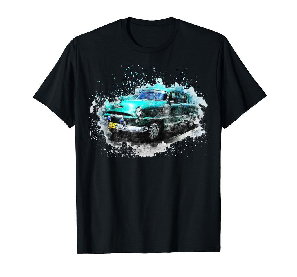 Old American Car Watercolor T-Shirt - Aesthetic Graphic Unisex - T-Shirt, Sweatshirt, Hoodie
