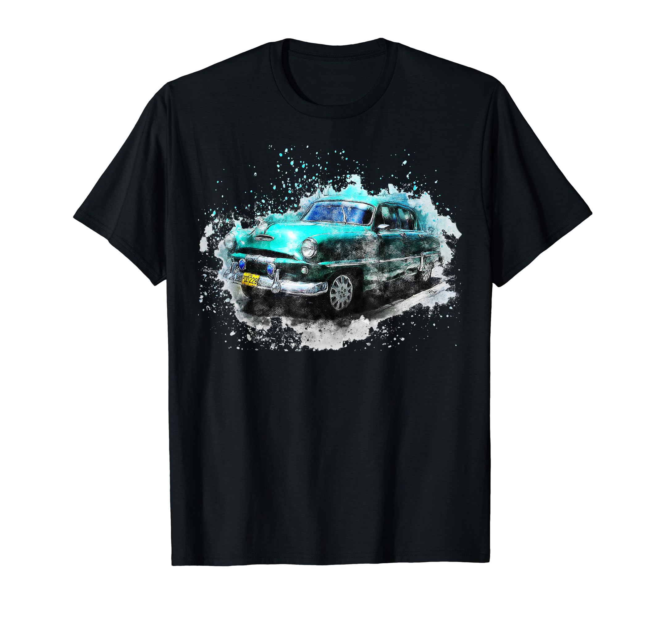 Old American Car Watercolor T-Shirt - Aesthetic Graphic Unisex - T-Shirt, Sweatshirt, Hoodie
