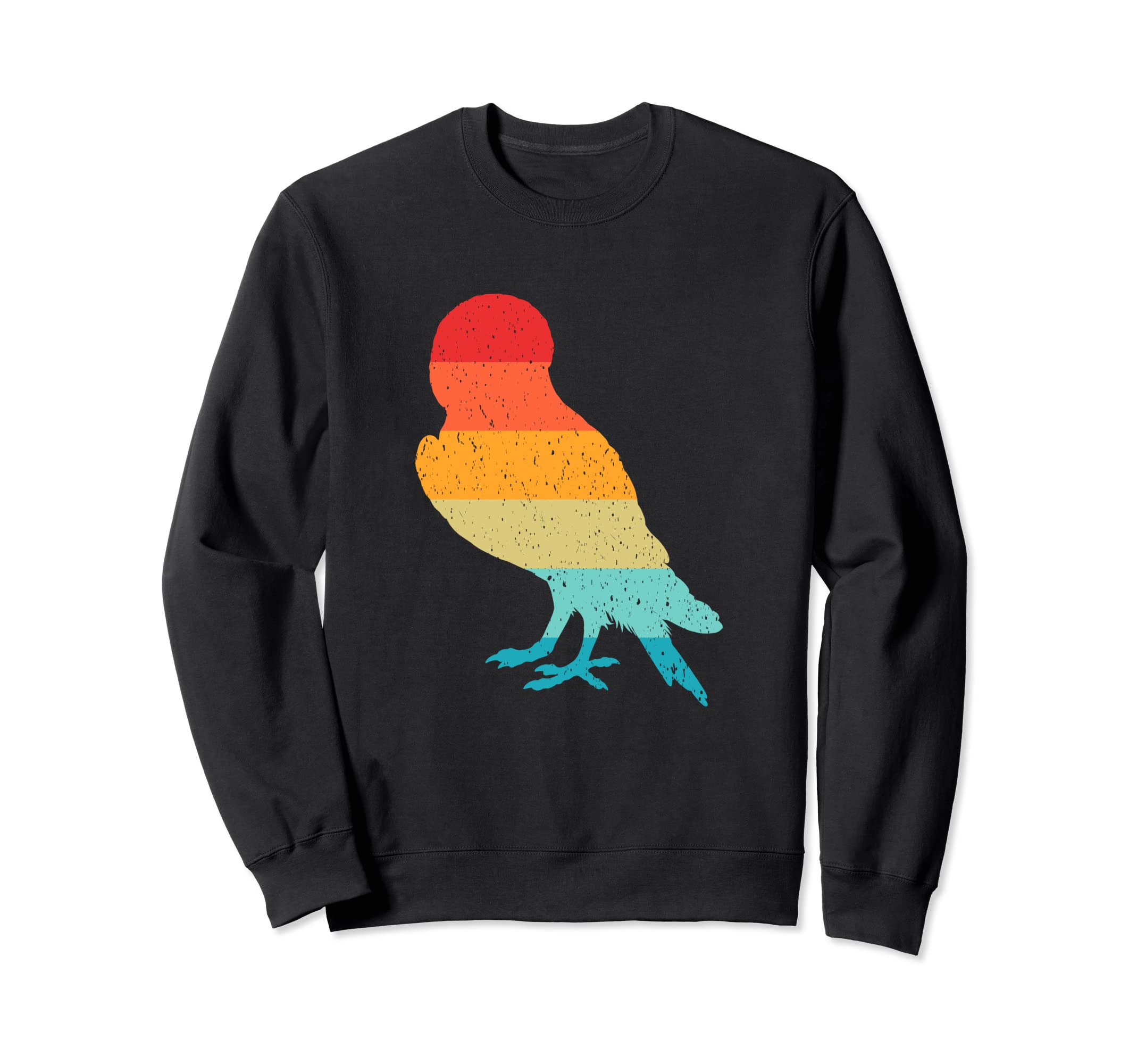 Owl Silhouette 70S 80S Distressed Sweatshirt - Graphic Print Men Women - T-Shirt, Sweatshirt, Hoodie