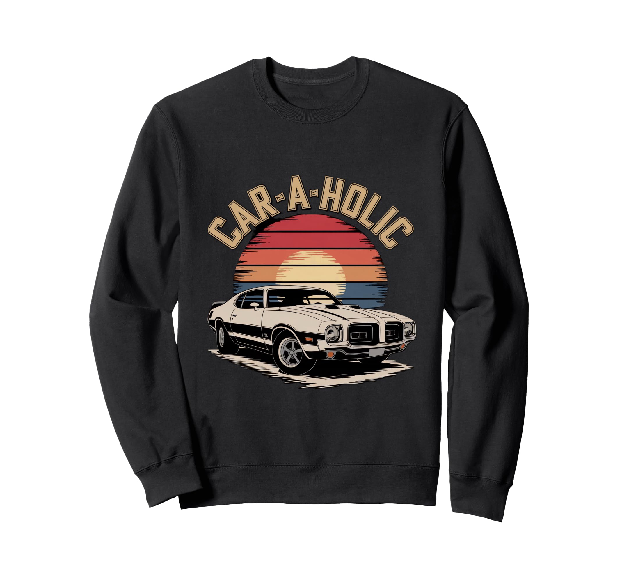 Car Holic Sunset Car Sweatshirt - Aesthetic Graphic for Adults - T-Shirt, Sweatshirt, Hoodie