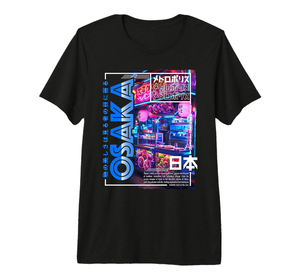 Osaka City 80S Synthwave T-Shirt - Fun Novelty Design for Adults - T-Shirt, Sweatshirt, Hoodie