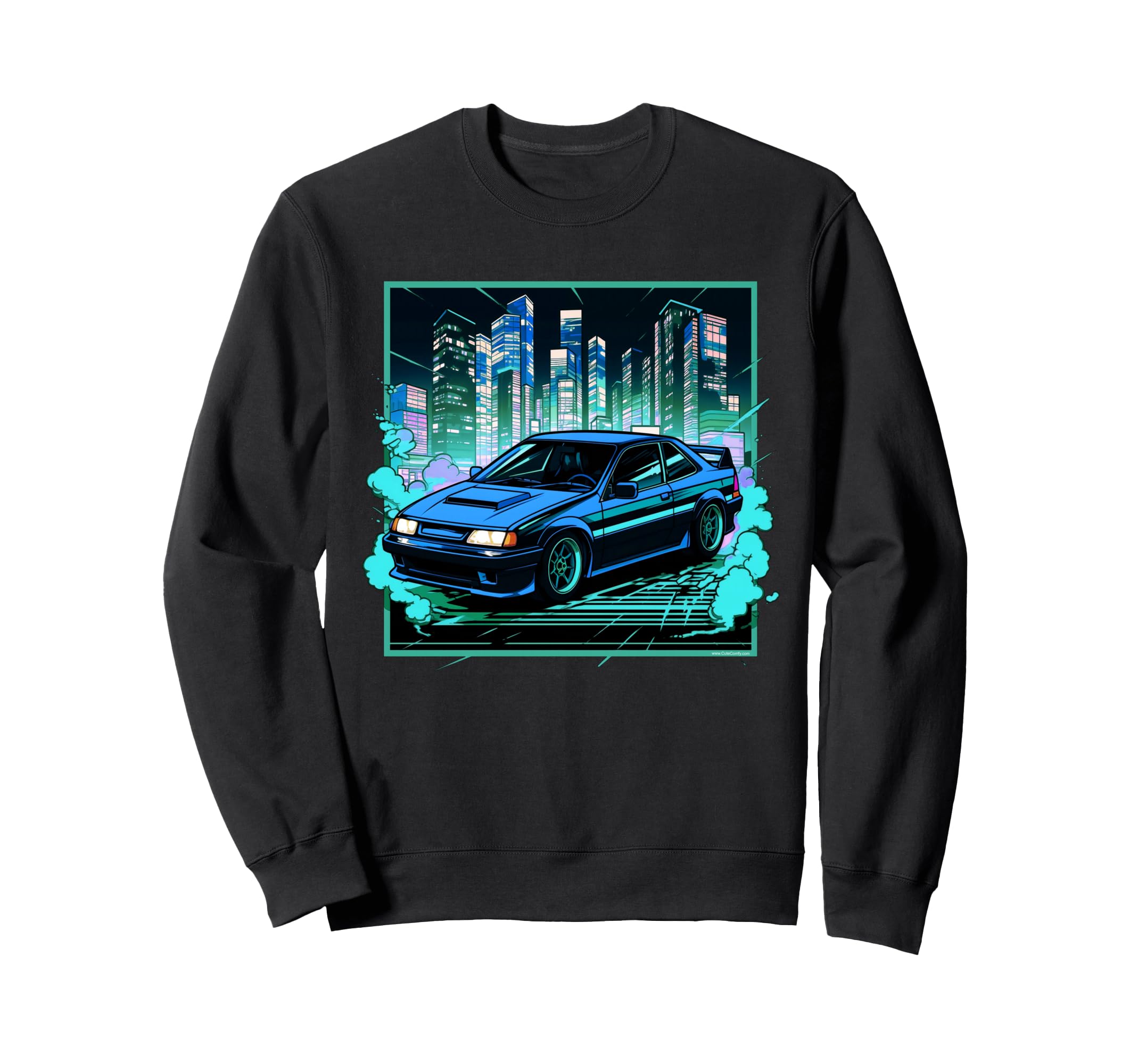 Synthwave Jdm Japanese Drifting Sweatshirt - Custom Art Print Men Women - T-Shirt, Sweatshirt, Hoodie
