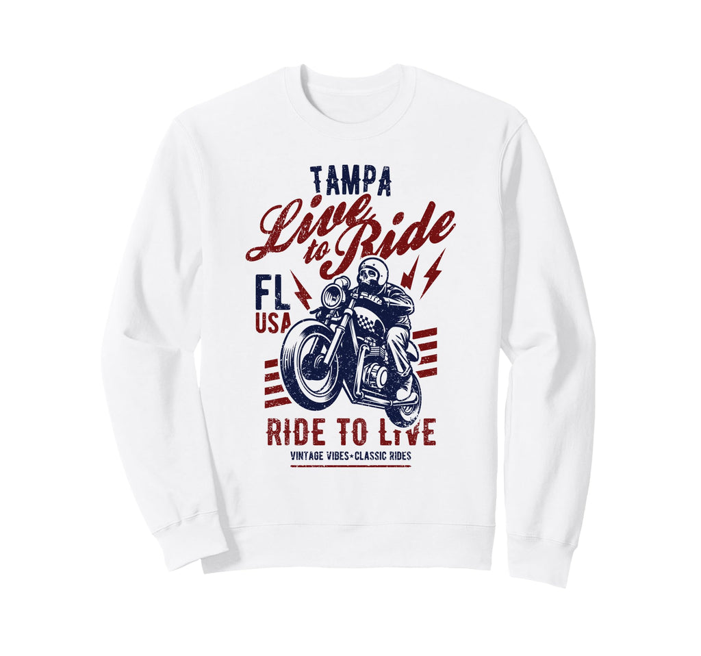 Tampa Florida Usa Motorcycle Skull Sweatshirt - Fun Novelty Design Unisex - T-Shirt, Sweatshirt, Hoodie