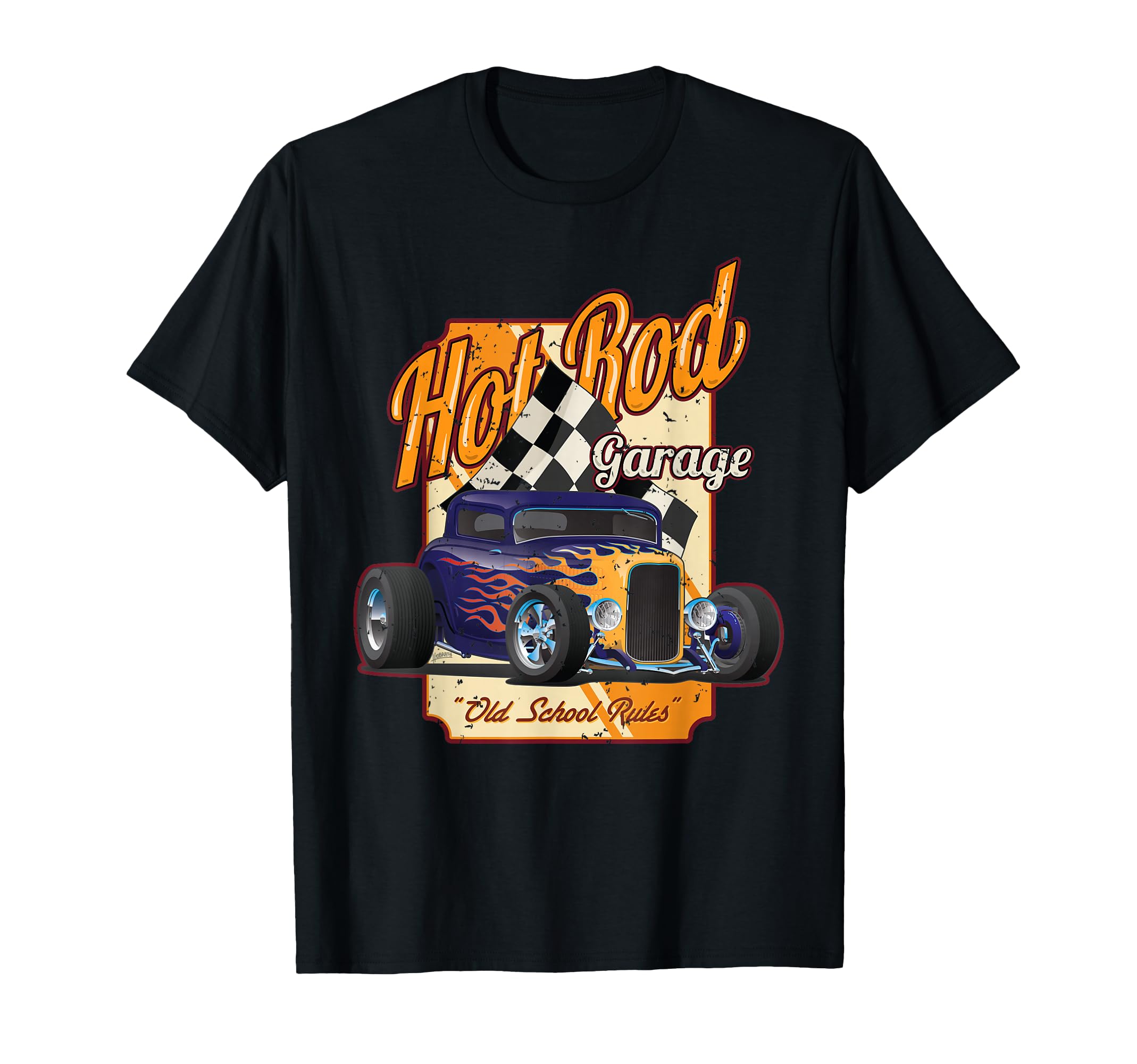 Hotrod Garage Distressed Car T-Shirt - Minimalist Print for Adults - T-Shirt, Sweatshirt, Hoodie