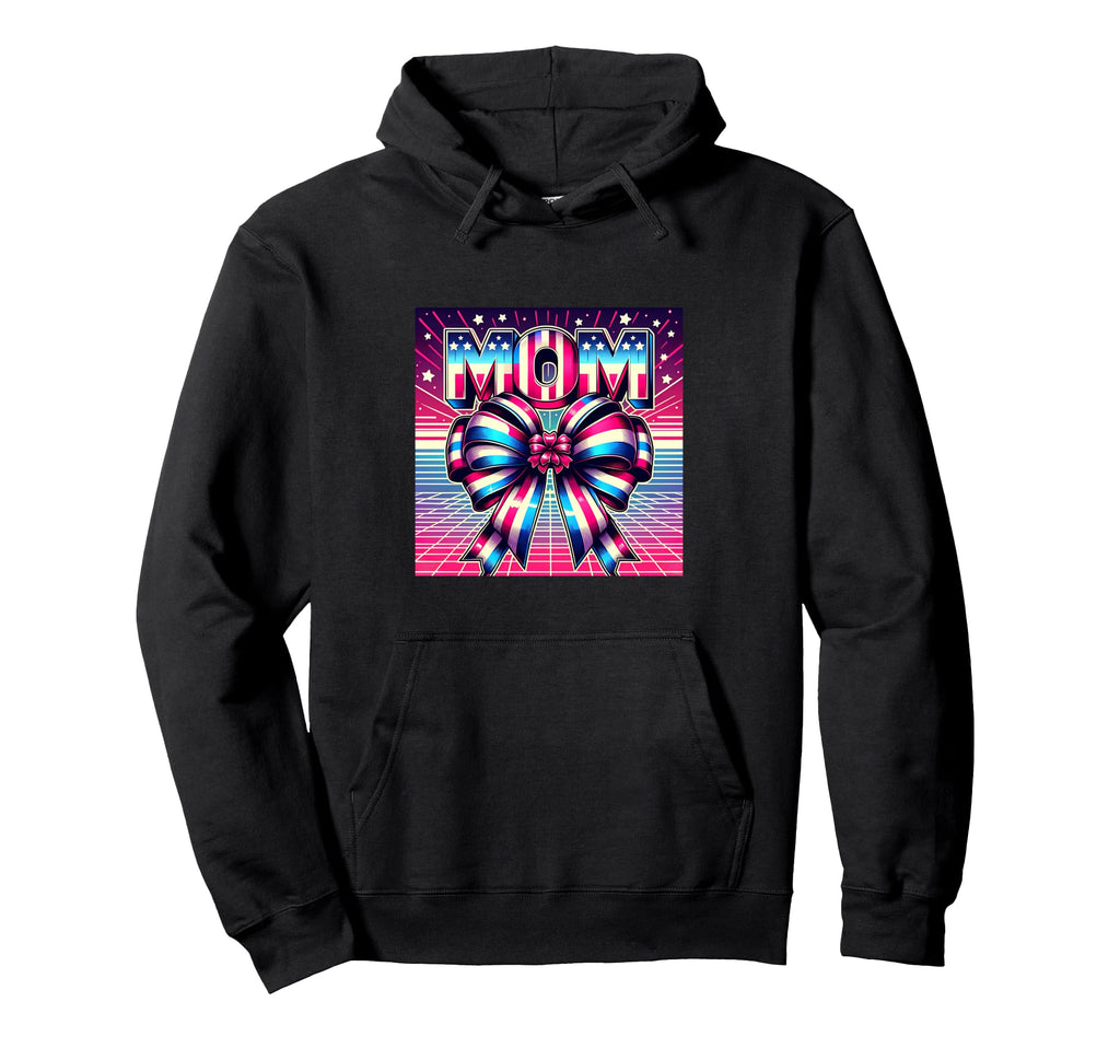 Synthwave Mom 80S Star Spangled Bow Hoodie - Aesthetic Graphic Unisex - T-Shirt, Sweatshirt, Hoodie