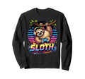 Synthwave Gamer Sloth Video Game Sweatshirt - Unique Graphic Men Women - T-Shirt, Sweatshirt, Hoodie