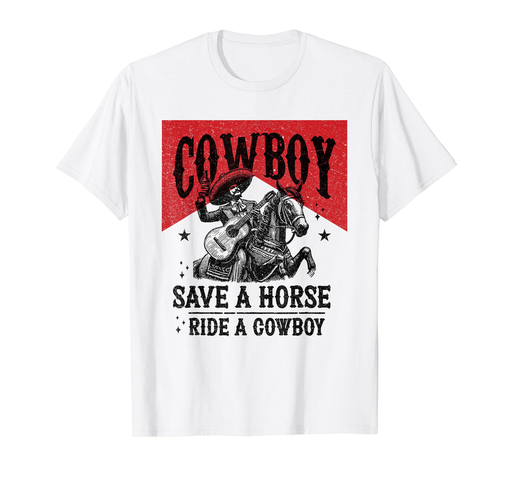 Save Horse Ride Cowboy Guitar Country T-Shirt - Custom Art Print Unisex - T-Shirt, Sweatshirt, Hoodie