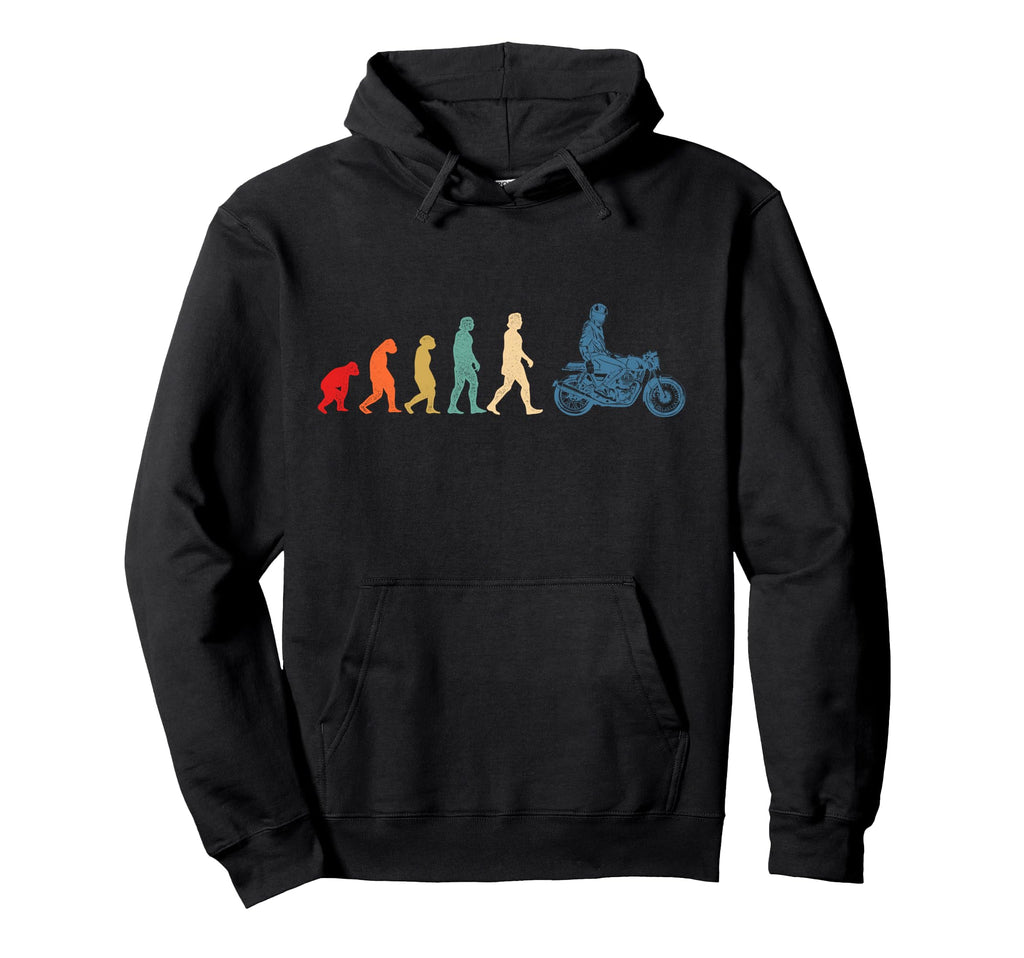 Motorcycle Biker Human Evolution Hoodie - Novelty Apparel Men Women - T-Shirt, Sweatshirt, Hoodie