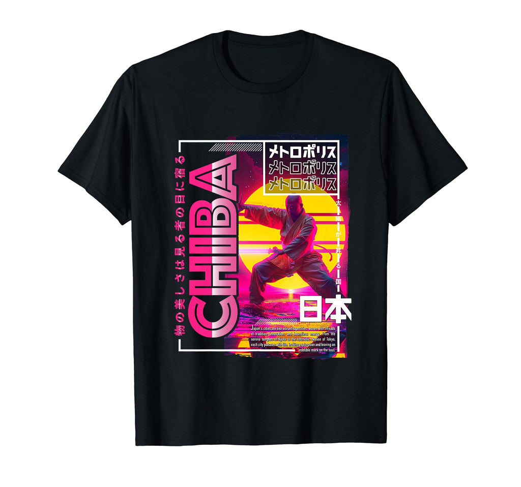 Chiba City 80S Synthwave Shaolin Japan T-Shirt - Unique Graphic Men Women - T-Shirt, Sweatshirt, Hoodie